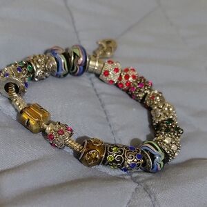 Iris Murano Glass Charm Bracelet, 8.5in Long